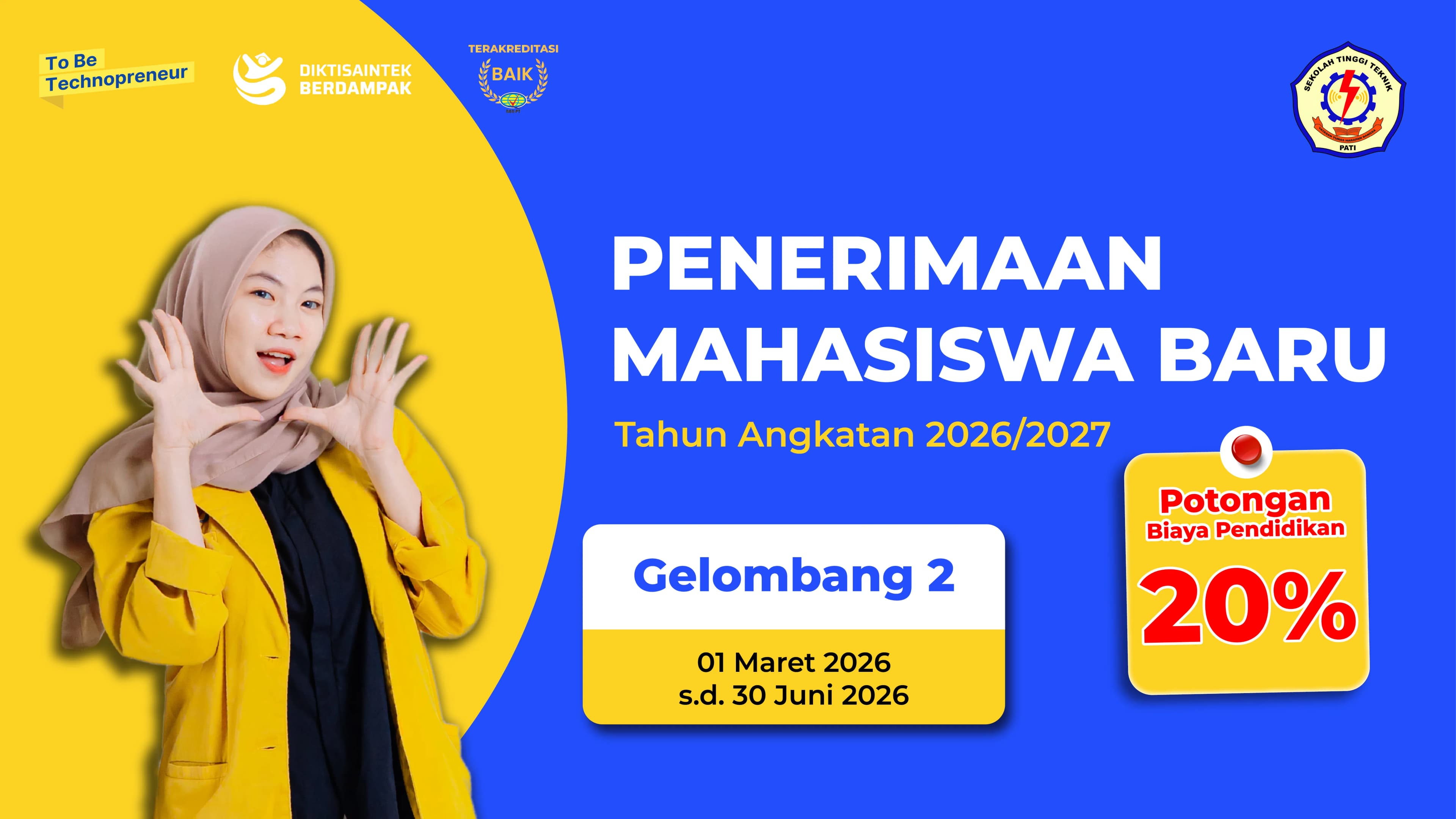 Poster PMB STT Pati gelombang 2 tahun ajaran 2026/2027