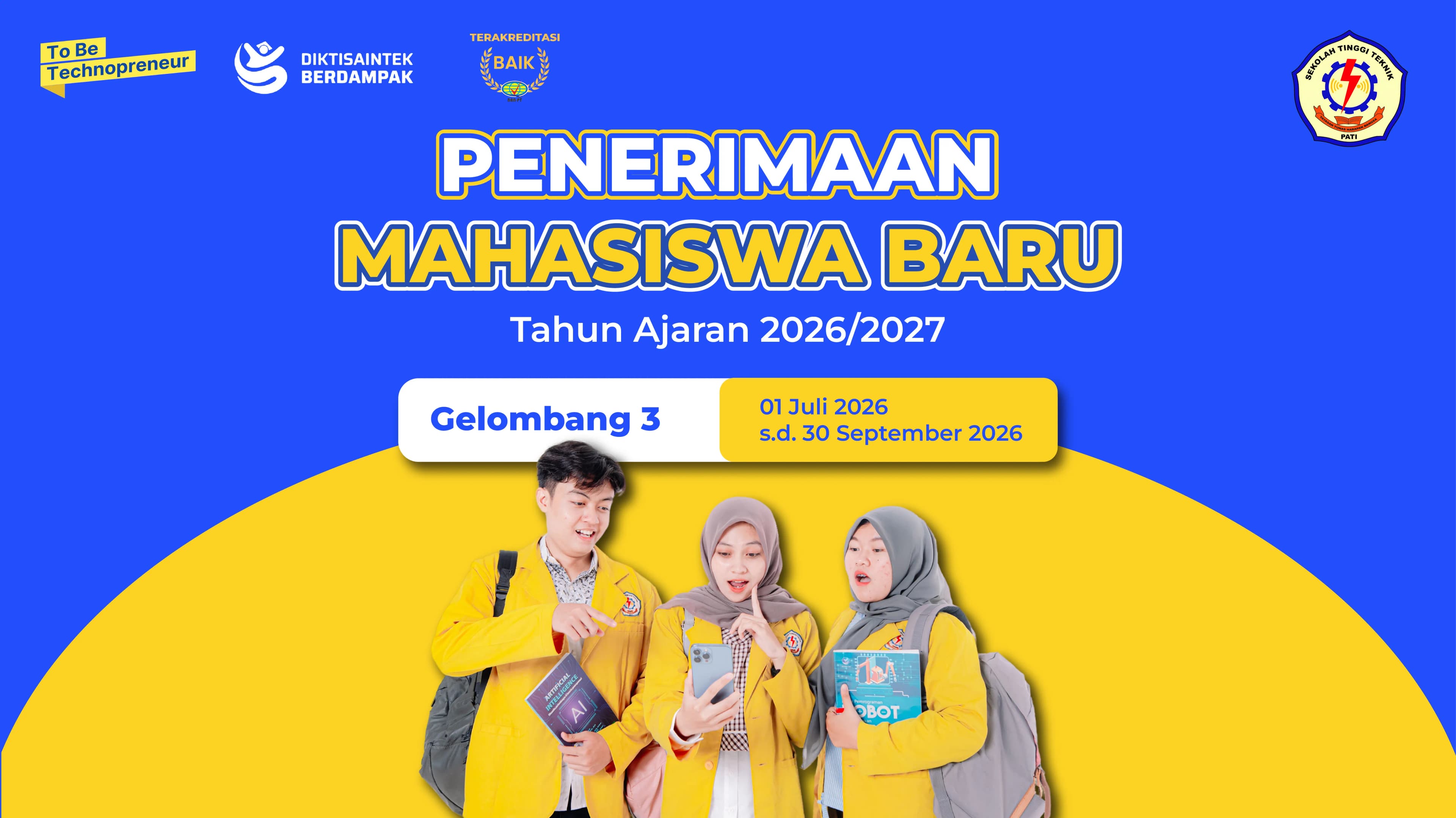 Poster PMB STT Pati gelombang 3 tahun ajaran 2026/2027